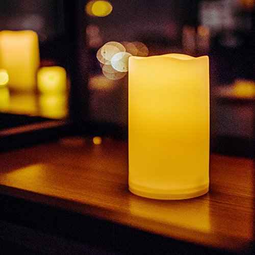 Outdoor Waterproof Flameless LED Pillar Candle with Remote Timer Battery Operated Plastic Flickering Decorative Fake Candle Light for Festival Celebration Wedding Party Decoration Gift Choice 3¡±x 5¡±