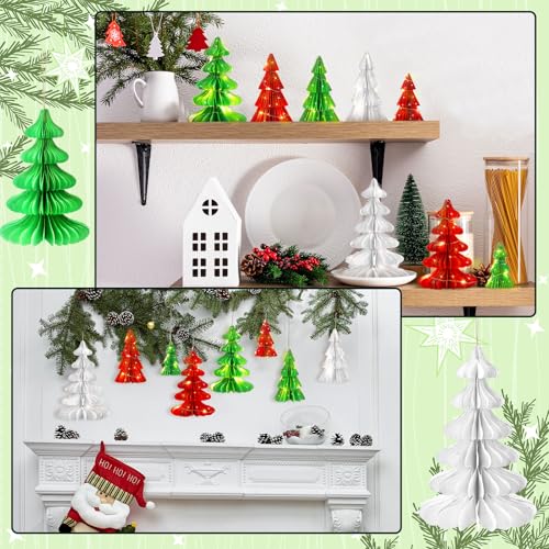Faccito 8 Pcs Honeycomb Christmas Trees LED - Vibrant Style, Classic Color