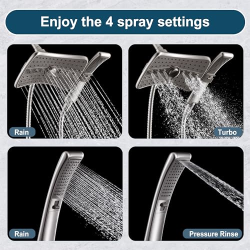 High Pressure Shower Head Combo with Dual Spray Settings & 2.5 GPM Flow - Brushed Nickel, Variation: Brushed Nickel / 2.5 GPM