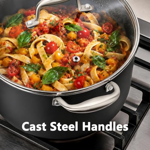 TeakLake 16QT Nonstick Ceramic Stock Pot with Glass Lid & Cool Handles