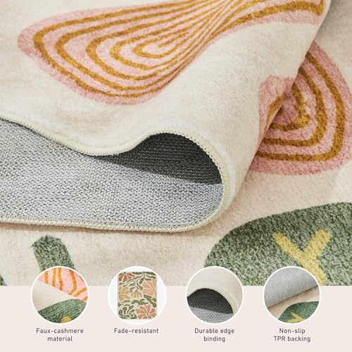 Oatmeal 8x10 Area Rug for Living Room - Washable Non-Slip Boho Style