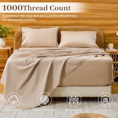 Linen Queen Sheets with 22-Inch Extra Deep Pockets - Bedlifes 1000TC Egyptian Cotton