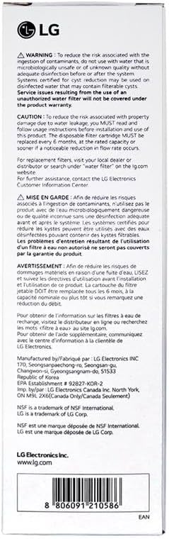 LG LT1000P Refrigerator Water Filter - 6 Month/200 Gallon Capacity | NSF Certified Replacement