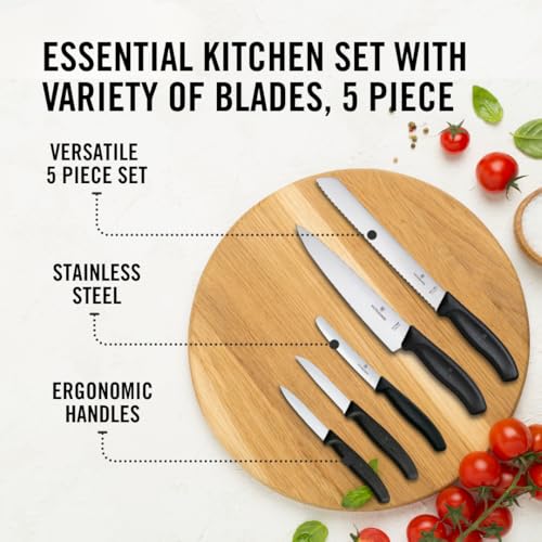 Victorinox Swiss Classic Kitchen Set 5-Piece Black Utility & Bread Knives