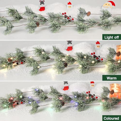 6ft Prelit Smokey Christmas Garland with Timer - Battery-Operated Cedar Pine