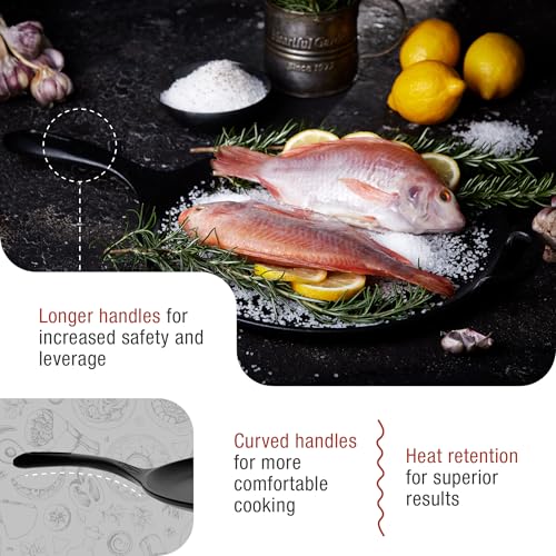 12-Inch Cast Iron Pizza Pan with Long & Loop Handles - Preseasoned, Colombia Made