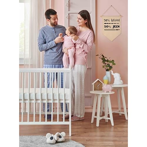 50% Wizard 50% Jedi-Canvas Hanging Flag Banner Wall Sign Decor Gift for Baby Kids Boy Nursery Teen Room Front Door -Star Quotes Wars Gift