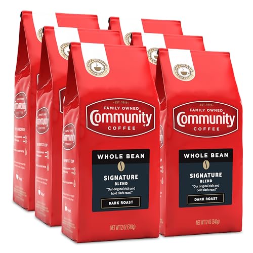 Community Coffee Signature Blend Whole Bean Dark Roast Coffee 12 oz Bag - Pack of 6
