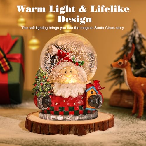 Lewondr Christmas Snow Globe with Santa & Lighted Water Globe - Red Variation