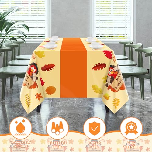 Yellow Thanksgiving Tablecloth 52x87 Inches - 2 Pack Indoor Outdoor Decor