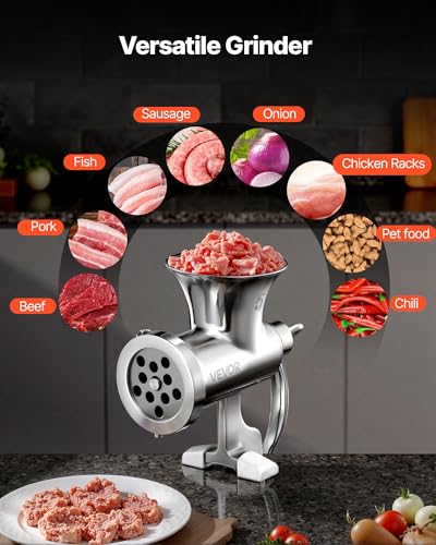VEVOR Manual Meat Grinder, 304 Stainless Steel Hand Crank Mincer with