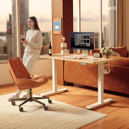 FEZIBO Maple 48x24 Inch Electric Standing Desk - Adjustable Height, 3 Memory Presets