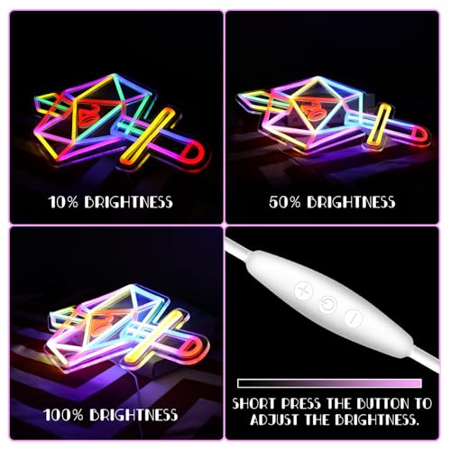 Dimmable Dice Neon Sign for Gaming Room Decor - USB Powered, 16.5x10.6 inches