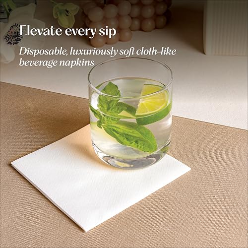 Disposable Linen-Feel Beverage Napkins - 200 Pack, Elegant 5x5 Inches - Ideal for Bars, Events, Restaurants - Variation 1