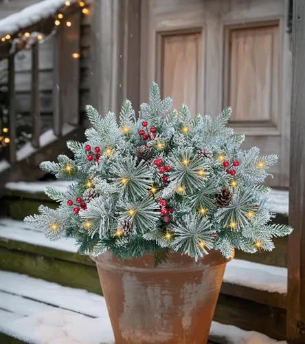 20" Outdoor Christmas Urn Filler with Lights - Realistic Artificial Tree