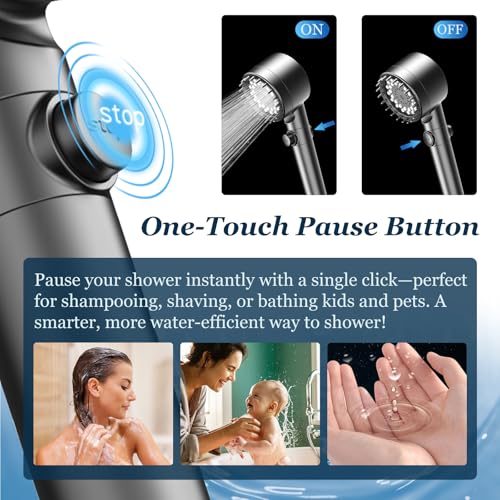 FEELSO Black Handheld Filtered Shower Head with High Pressure & Water Saving