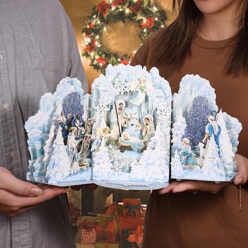 Holy Night Nativity Christmas Card - 3D Pop Up Scene, Religious Holiday Greeting