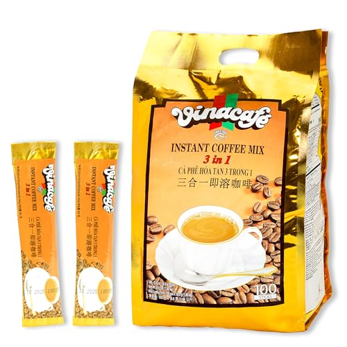 Vinacafe Vietnamese Instant Coffee Sticks 100 Count 3-in-1 Milk Coffee Pack