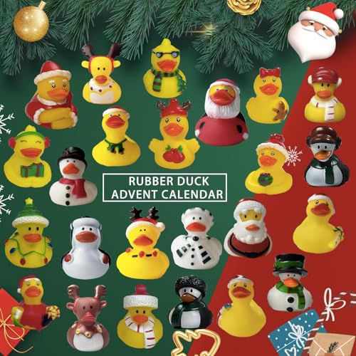 Christmas Advent Calendar Rubber Ducks 24 Days Kids Gift Holiday Countdown Toy