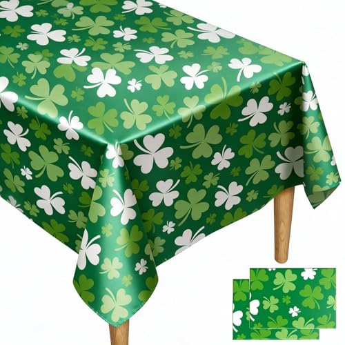 2 Pack St. Patrick's Day Tablecloth Disposable Plastic 54x108'' Table
