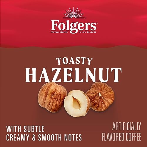 Folgers Toasty Hazelnut Ground Coffee - Pack of 6, 9.6 oz Canisters