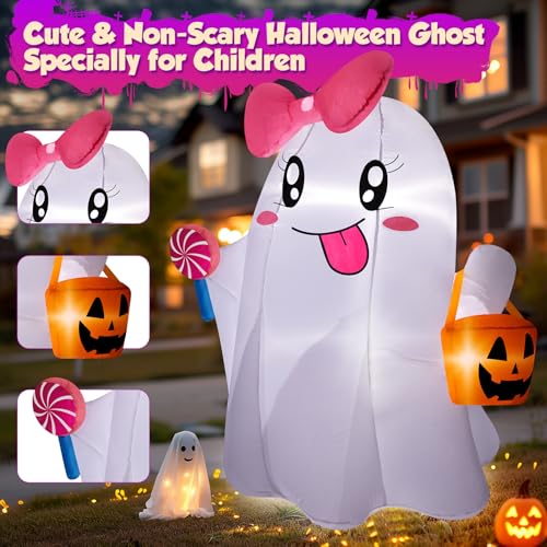 5FT Halloween Ghost Inflatable with Bright LED Lights, Cute Yard Decor - Variation of THIS Listing