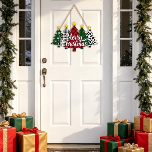 Christmas Wooden Wreath Sign Merry Christmas Front Door Decor