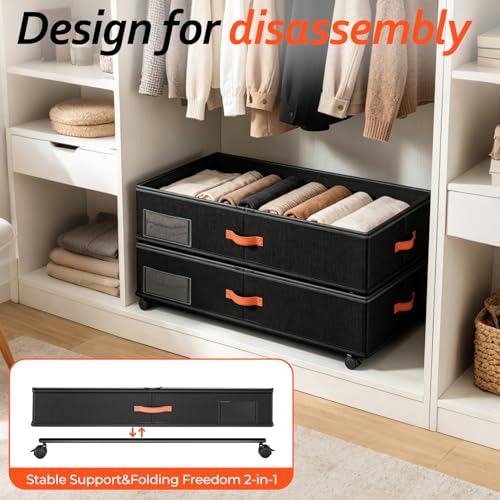 66L 2-Pack,Under Bed Storage with Wheels, 30" L x 16" W 7.5" H