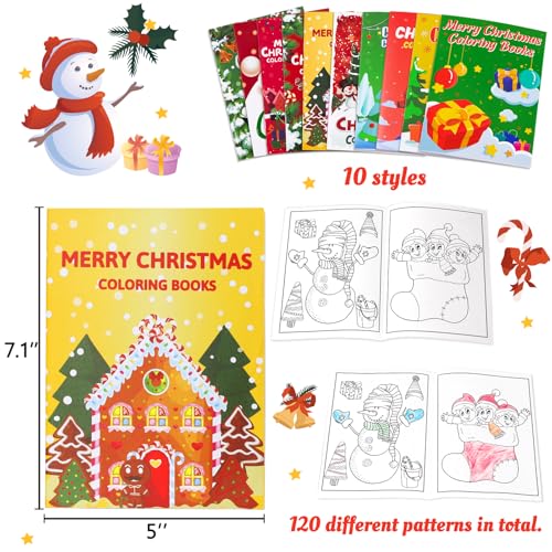 90shine Christmas Coloring Books 100pcs – 5.1 x 7.1in Stockings Goodie Bags Kit