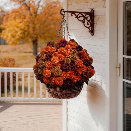 HIFORESTAR Mix Color 12 Bundles Artificial Fall Chrysanthemum Flowers Outdoor UV-Resistant Faux Plants
