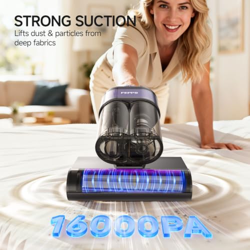 FEPPO 4-in-1 Mattress Vacuum Cleaner with UV-C Light, Gray/Purple