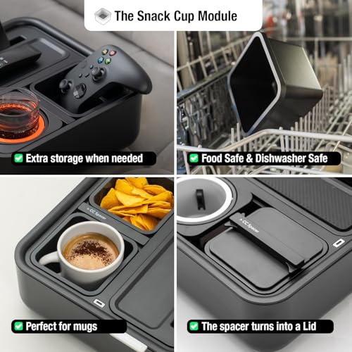 CouchConsole Sofa Tray with Cup Holder & Phone Stand - Black & Green