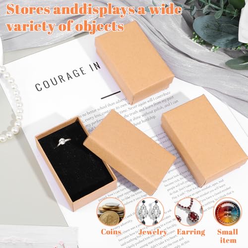 100 Pcs Jewelry Gift Boxes Bulk 3.2 x 2 1.2 Inch Kraft Cardboard