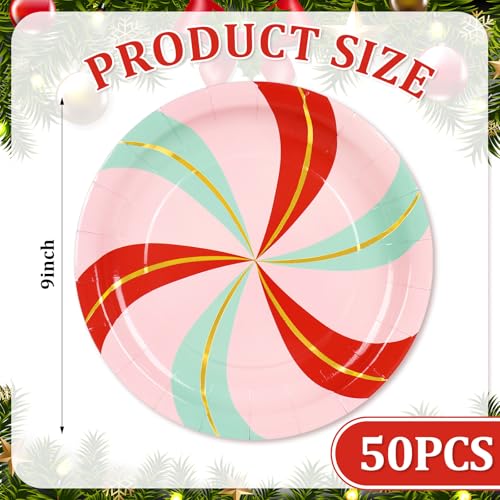 Christmas Candy Cane Gold Foil Plates, 9in, 50ct – JarThenaAMCS Disposable Dinner & Dessert Plates