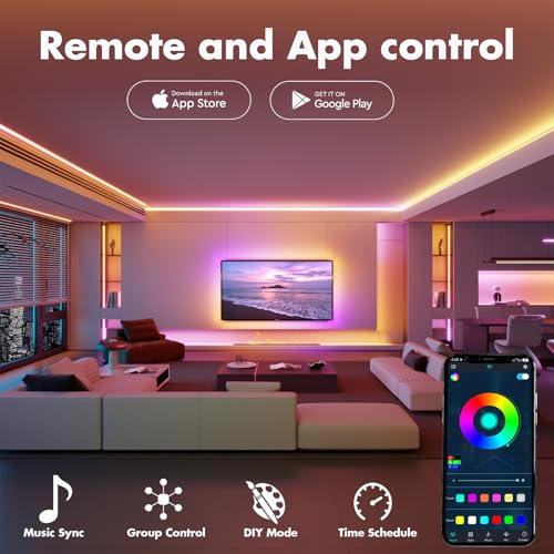 ATHONO 100FT RGB IC LED Strip Lights for Bedroom & Home Decor, App & Music Control