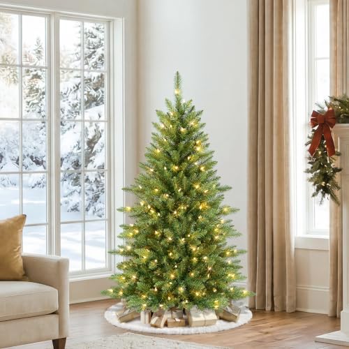 Puleo International 4.5ft Slim Fraser Fir Artificial Christmas Tree with 150 Clear Lights