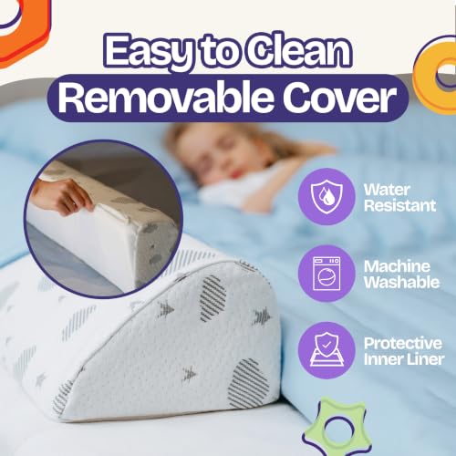 2 Pack Toddler Bed Bumpers with Non-Slip Convex Foam Guard for Twin, Queen & King Beds