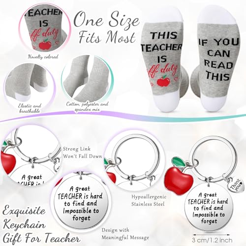 Geiserailie 16 Pcs Christmas Teacher Appreciation Gifts Set Wine Tumblers Socks Bracelets Keychains