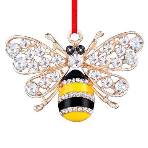 FLYAB Metal Bee Christmas Ornaments - 2025 Ornaments for Christmas Tree Honey Bumble Bee Decor Gifts for Women Girls Mom Sisters Bee Lovers