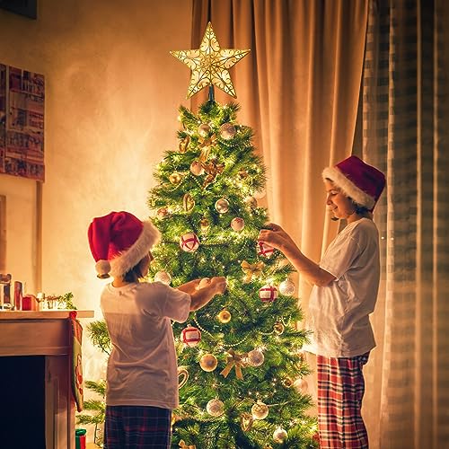 Brightown Gold Star Christmas Tree Topper with Lights (Gold Star, Green Base) 3D Plug-In
