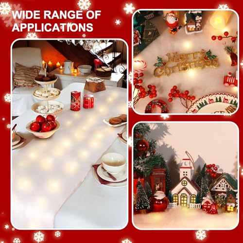 Hatisan White 2-Pack LED Snow Blankets with 100 Warm White String Lights, 70x17.7 Inches Christmas Indoor Outdoor Decor