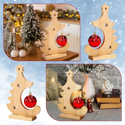 Thyle Chic Wooden Christmas Tree Ornament Holder - Holiday Desktop Decor