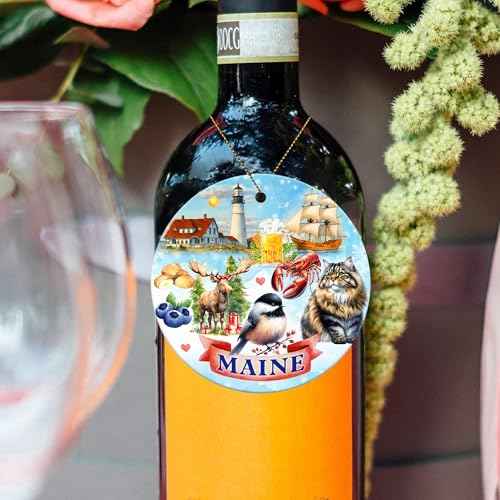 Maine State Christmas Ornament 2025 ? Portland Head Lighthouse, Moose, Lobster, Blueberries, Chickadee & Sailing Ship ? New England Souvenir Gift & Coastal Holiday