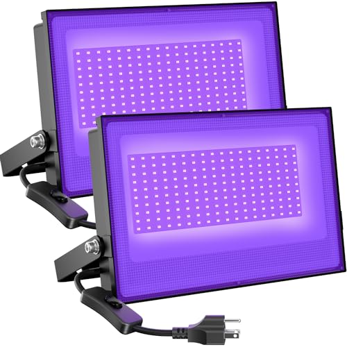 100W LED Black Light Flood Light for Glow Party - 2 Pack, Waterproof, Outdoor & Indoor Use