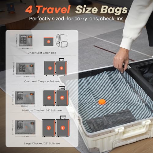 WANALIT Black Travel Vacuum Storage Bags 20 Pack with Wireless Pump for Luggage