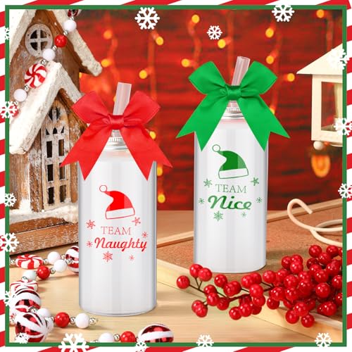 Jingmore 24Pcs Christmas Cups with Lids & Straws - 13.5oz Party Favors (Team Naughty/Nice)
