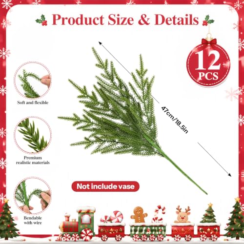 CLEANGOR Christmas Norfolk Pine Stems for Vase — Big Cones / 17, Realistic Holiday Greenery Decor