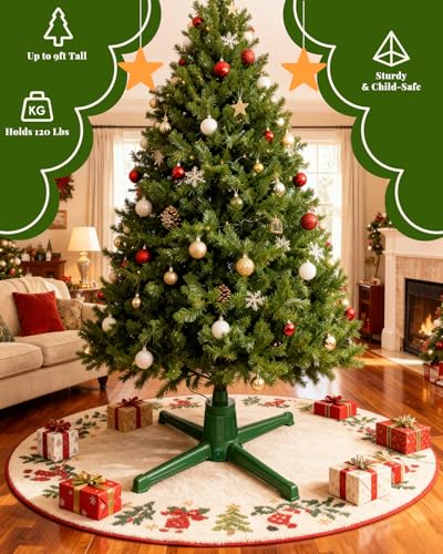 COOLWUFAN 9ft Rotating Christmas Tree Stand with Remote & Music Hub