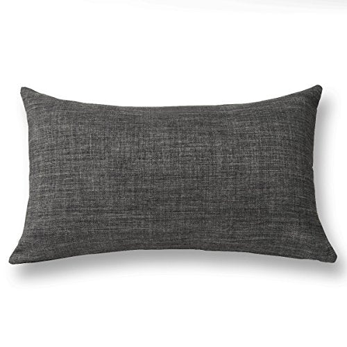 Jeanerlor Lined Linen Dark Grey Throw Pillow Cover 12x20 inch Cushion Case from Home Decor for Couch/Christmas,(30 x 50 cm), Dark Grey