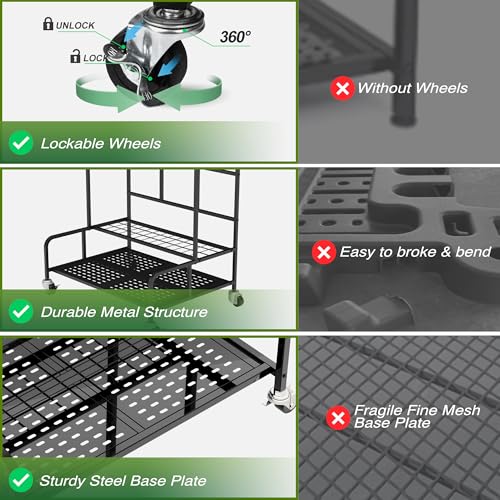 Heavy-Duty Garden Tool Organizer Rack with Wheels & Accessories – Holds Up to 39 Tools
